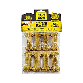 Deli Bon Deri Natural Press Kemik Köpek Ödülü 7 cm (8'li)