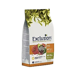 Exclusion Monoprotein Sığır Etli ve Narlı Düşük Tahıllı Orta Irk Yavru Köpek Maması (12 kg)