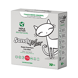 Sandy Max Aktif Karbonlu Kokusuz Kedi Kumu (10 kg)