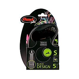 Flexi Black Design Small Pembe Şerit Otomatik Gezdirme Tasması (5 m)