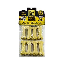 Deli Bon Deri Press Kemik Köpek Ödülü 7 cm (8'li)