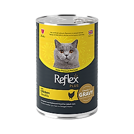 Reflex Plus Sos İçinde Et Parçacıklı ve Tavuk Etli Yetişkin Kedi Maması (400 g)