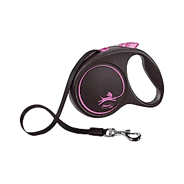 Flexi Black Design Large Pembe Şerit Otomatik Gezdirme Tasması (5 m)