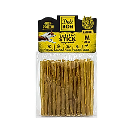 Deli Bon Deri Natural Burgu Çubuk Köpek Ödülü M (25'li)