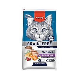 Wanpy Tahılsız Somonlu ve Ton Balıklı Kısırlaştırılmış Kedi Maması (8 kg)