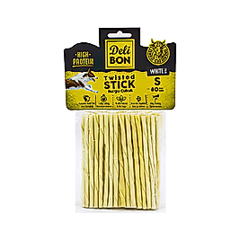 Deli Bon Beyaz Burgu Çubuk İnce Köpek Ödül Kemiği (80'li)