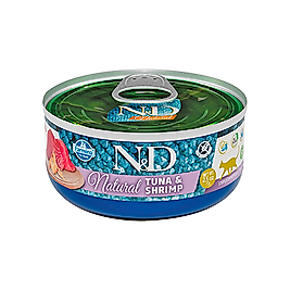 N&D Natural Ton Balıklı ve Karidesli Yetişkin Kedi Konserve Maması (70 g)