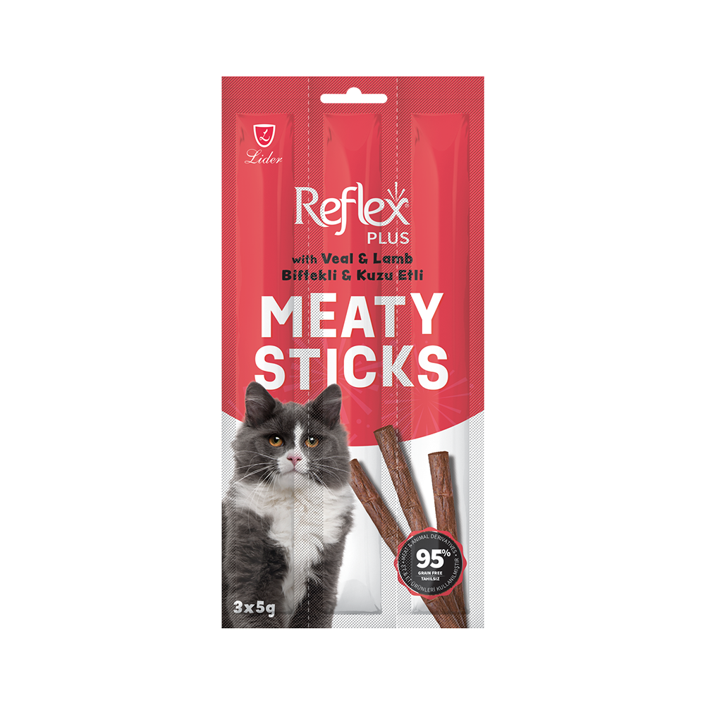 Reflex Plus Dana Etli ve Kuzu Etli Meaty Sticks Yetişkin Kedi Ödülü (3 x 5 g)