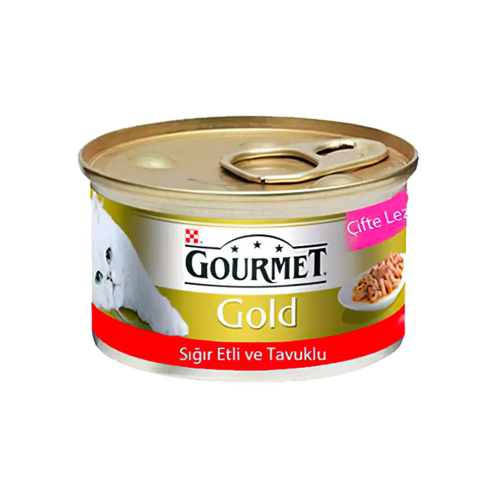 Purina Gourmet Gold Çifte Lezzet Sığır Etli ve Tavuk Etli Yetişkin Kedi Konserve Maması (85 g)