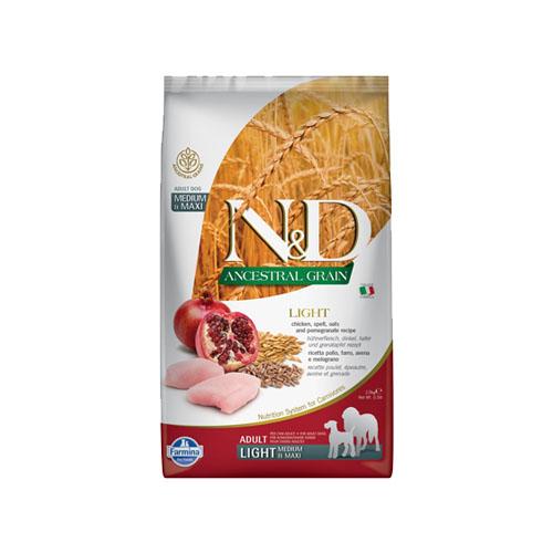 N&D Light Düşük Tahıllı Tavuk Etli ve Narlı Orta ve Büyük Irk Yetişkin Köpek Maması (2,5 kg)