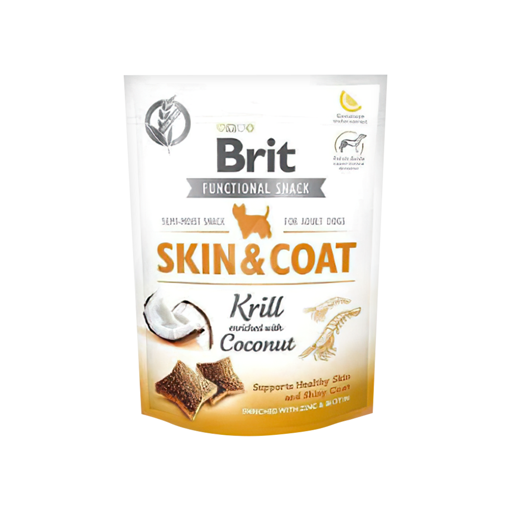 Brit Care Functional Snack Skin Coat Kril & Hindistan Cevizli Köpek Ödül Maması (150 g)
