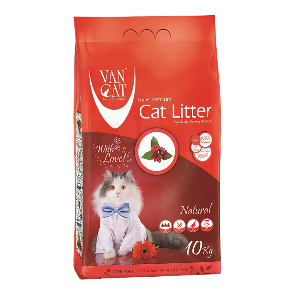 VanCat Bentonit Topaklanan Kokusuz İnce Taneli Kedi Kumu (10 kg)