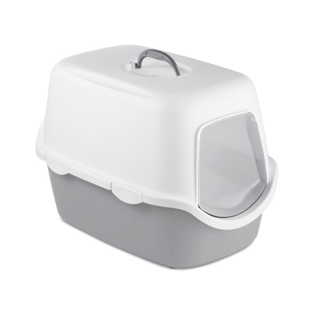 Stefanplast Cathy Beyaz Gri Kedi Tuvaleti (56 x 40 x 40 cm)