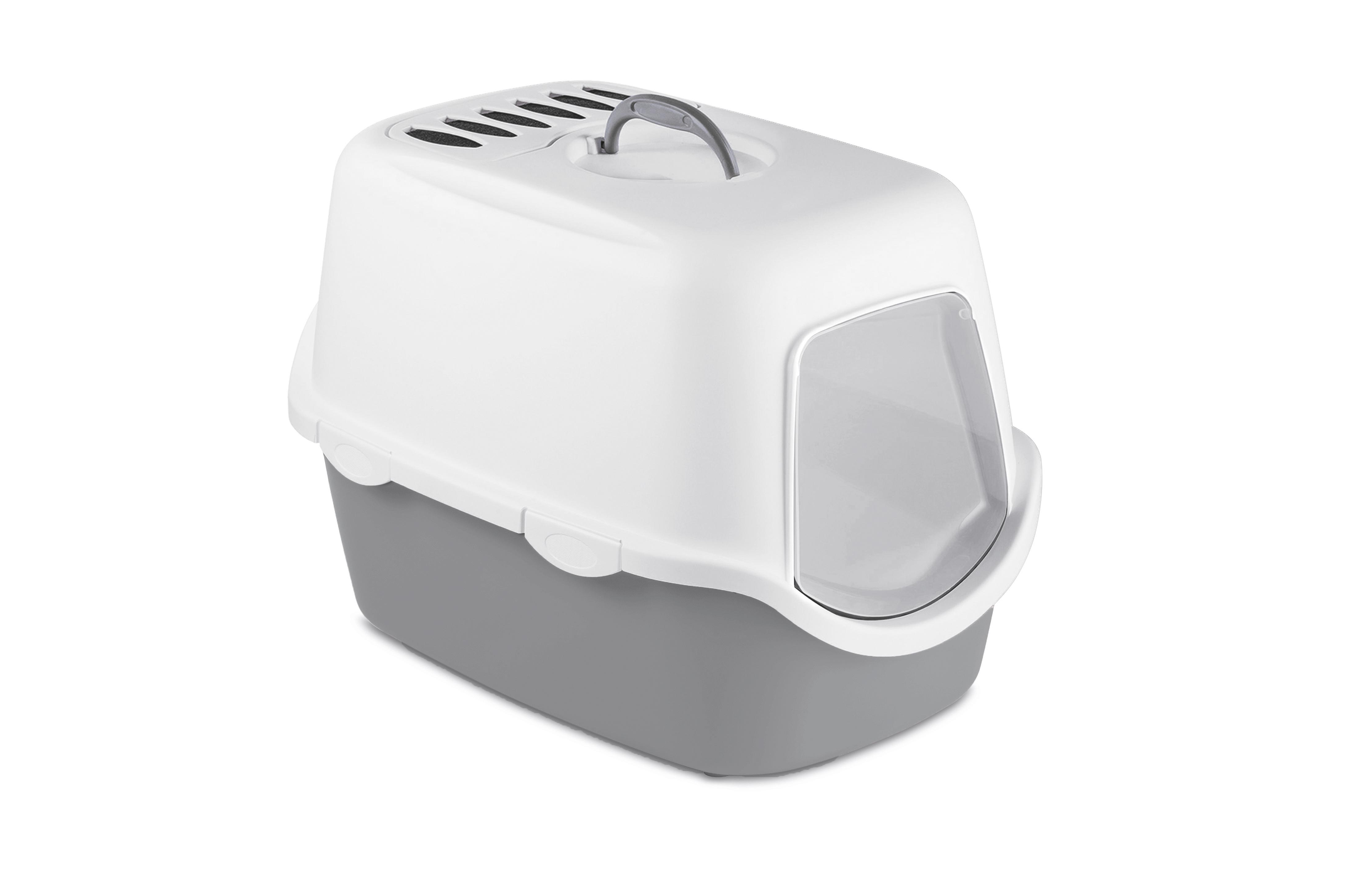 Stefanplast Cathy Filtreli Kapalı Beyaz Gri Kedi Tuvaleti (56 x 40 x 40 cm)
