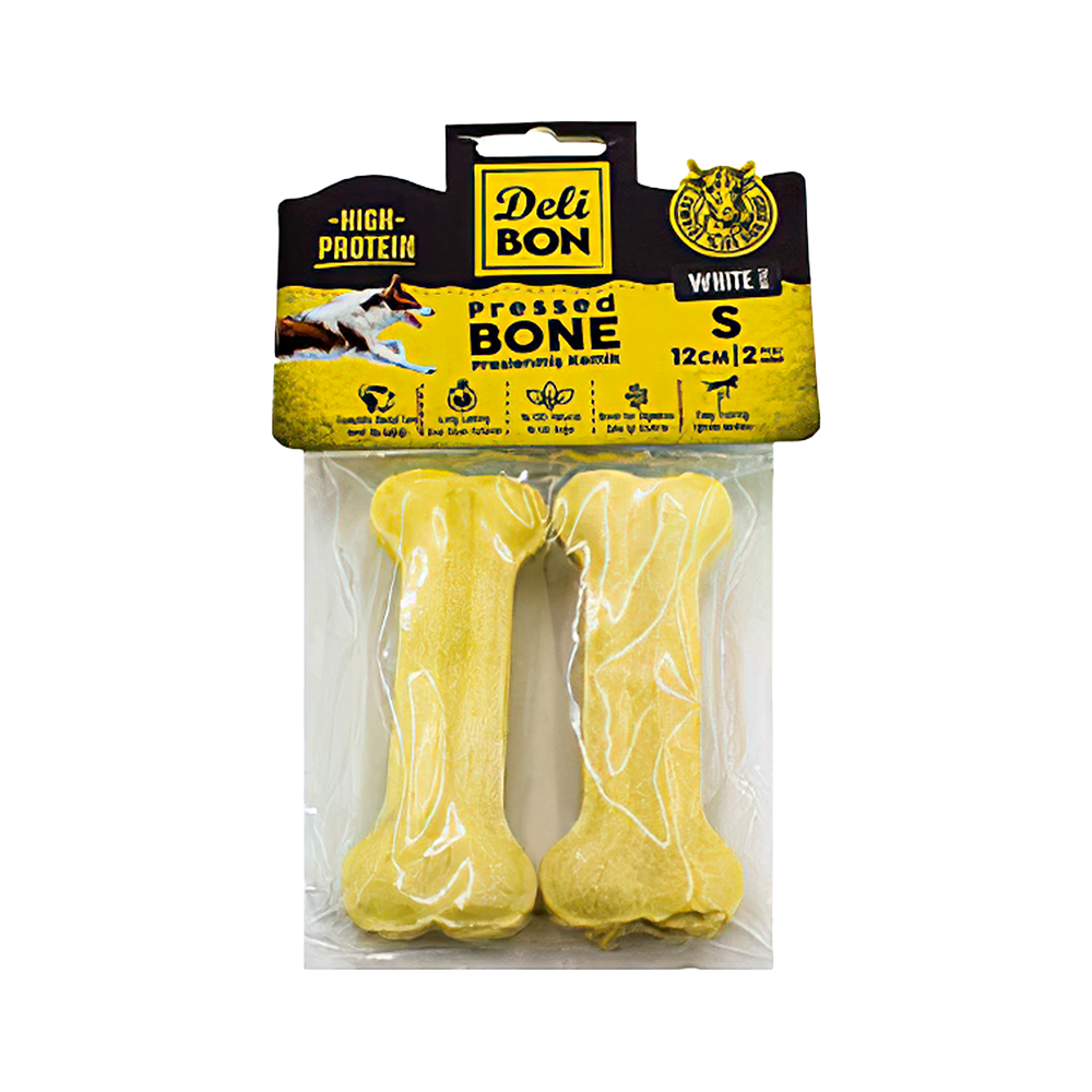 Deli Bon Deri Press Kemik Köpek Ödülü 12 cm (2'li)