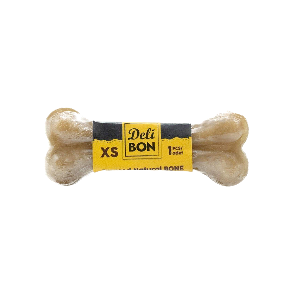 Deli Bon Gerçek Deriden Natural Press Kemik Köpek Ödülü (7 cm)