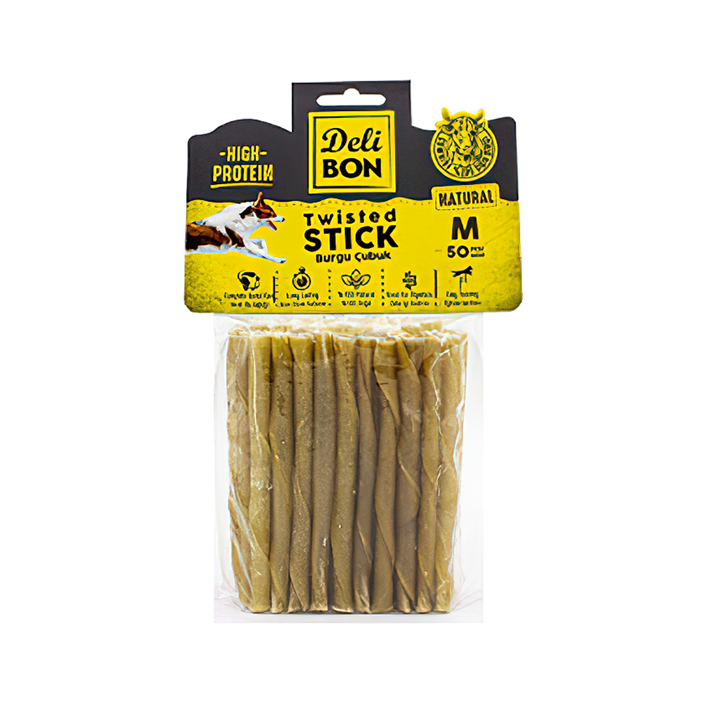 Deli Bon Gerçek Deriden Kalın Orta Boy Burgu Çubuk Köpek Ödülü (50'li)