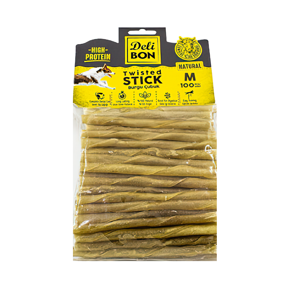 Deli Bon Deri Kalın Burgu Çubuk Köpek Ödülü (100'lü)