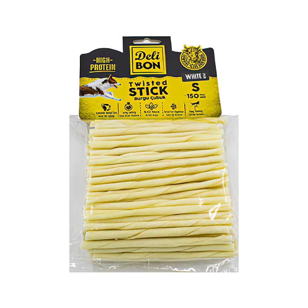 Deli Bon Gerçek Deriden Sütlü İnce Burgu Çubuk Köpek Ödülü (150'li)