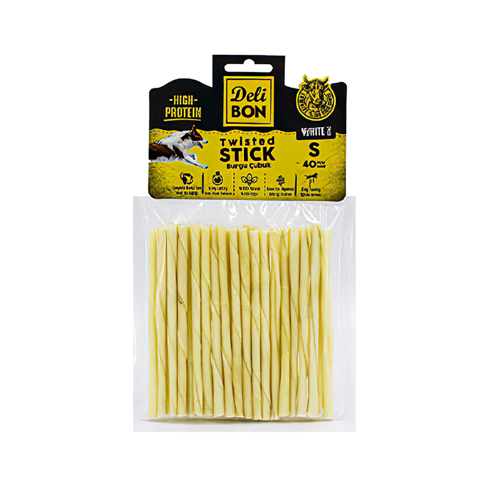 Deli Bon Deri Burgu Beyaz Çubuk Köpek Ödülü (40'lı)