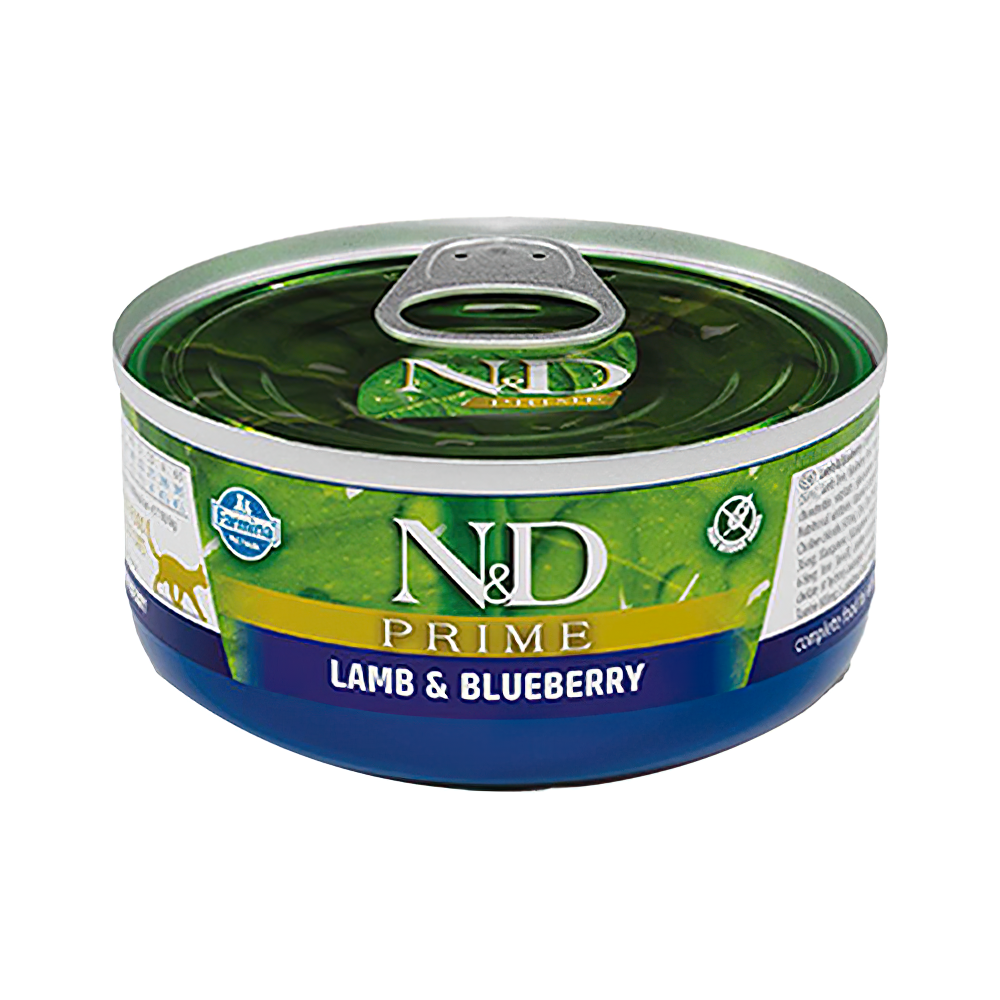 N&D Prime Kuzu Etli ve Yaban Mersinli Yetişkin Kedi Konserve Maması (70 g)