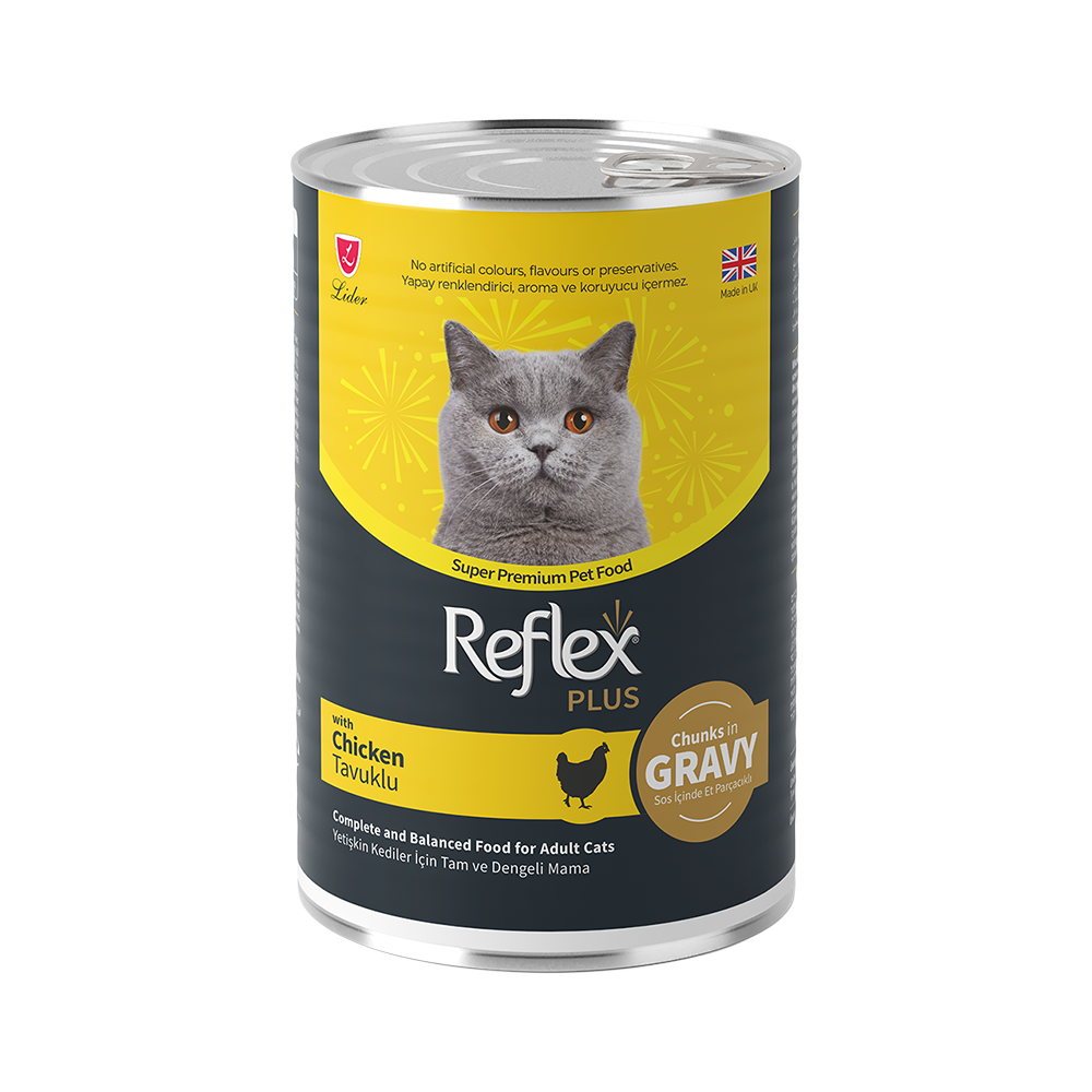 Reflex Plus Sos İçinde Et Parçacıklı ve Tavuk Etli Yetişkin Kedi Maması (400 g)