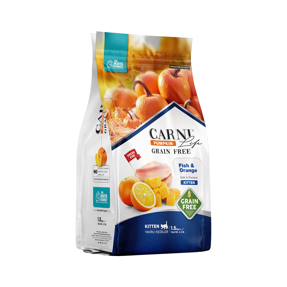 Carni Life Somonlu ve Portakallı Yavru Kedi Maması (1,5 kg)