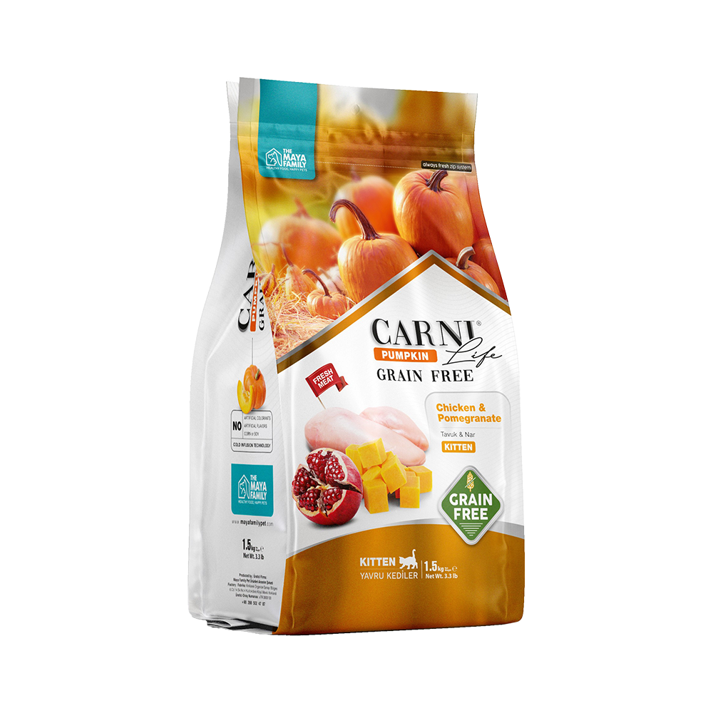 Carni Life Tavuk Etli ve Narlı Yavru Kedi Maması (1,5 kg)