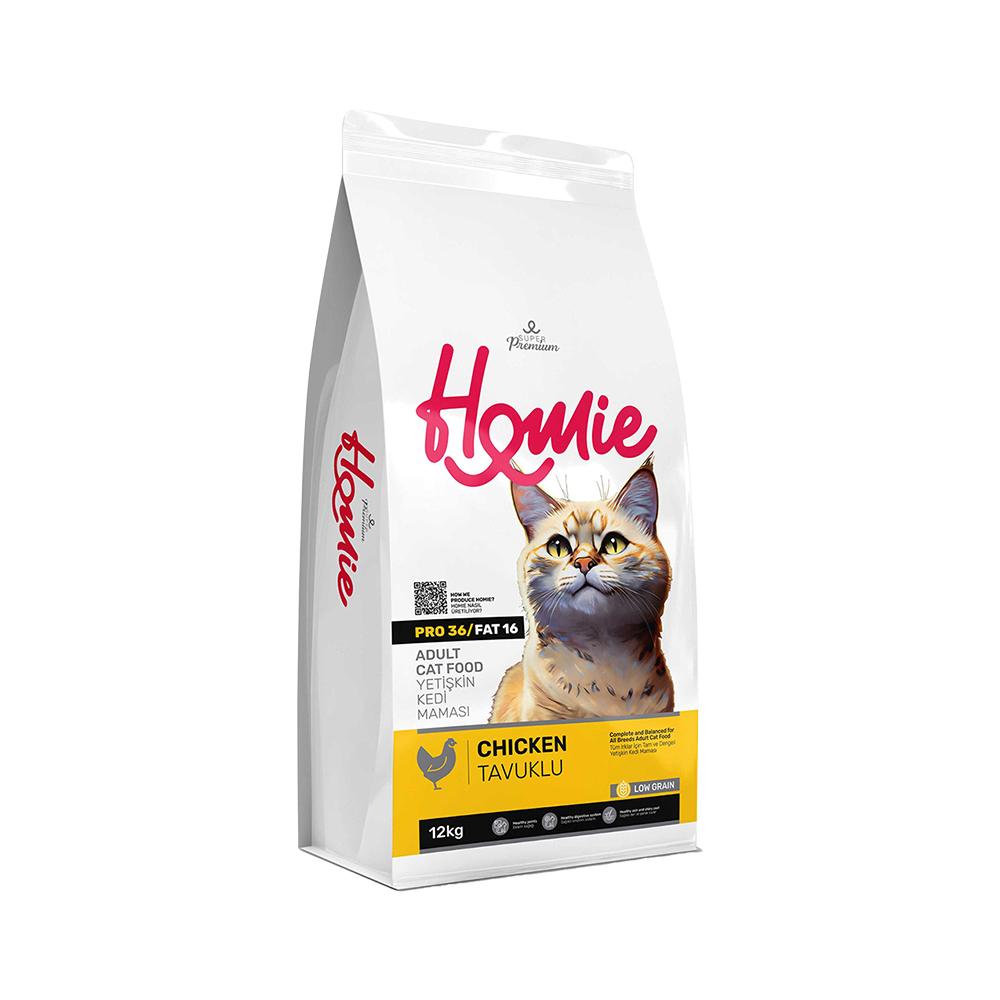 Homie Super Premium Düşük Tahıllı Tavuk Etli Yetişkin Kedi Maması (12 kg)