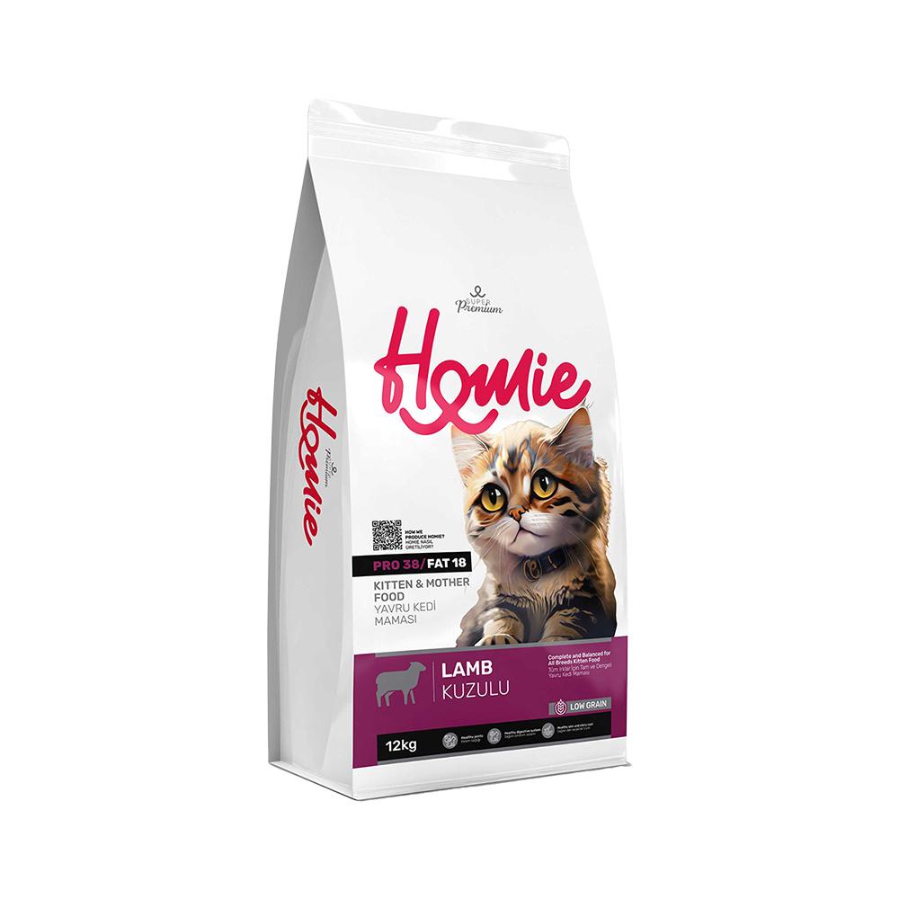 Homie Super Premium Düşük Tahıllı Anne & Yavru Kuzu Etli Yavru Kedi Maması (12 kg)