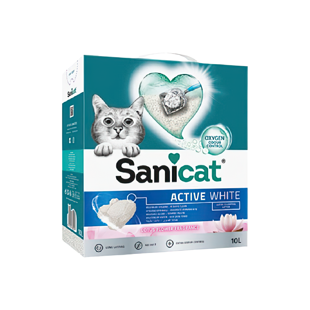 Sanicat Active White Topaklanan Lotus Çiçeği Kokulu Kedi Kumu (10 L)