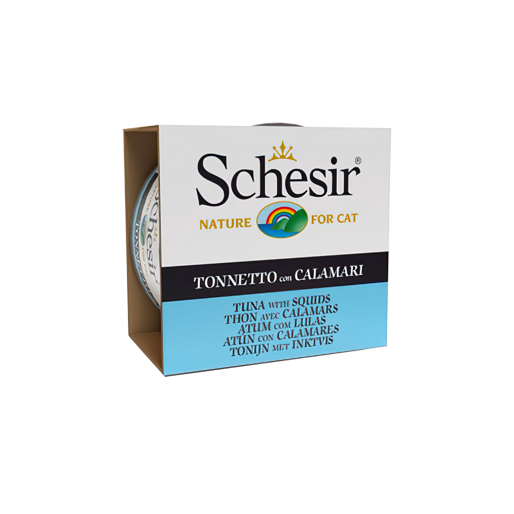 Schesir Ton Balıklı ve Kalamarlı Yetişkin Kedi Konserve Maması (85 g)