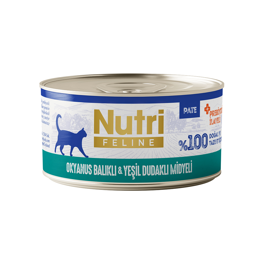 Nutri Feline Okyanus Balıklı ve Yeşil Dudaklı Midyeli Tahılsız Konserve Yetişkin Kedi Maması (70 g)