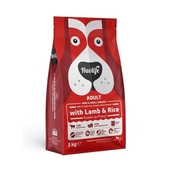 Havlife Kuzu Etli ve Pirinçli Küçük Irk Yetişkin Köpek Maması (3 kg)
