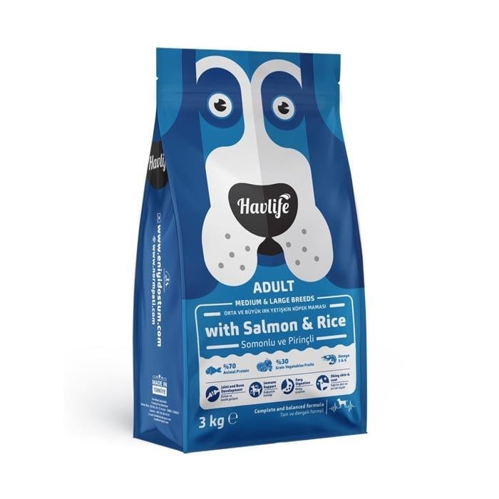 Havlife Somonlu Orta ve Büyük Irk Yetişkin Köpek Maması (3 kg)