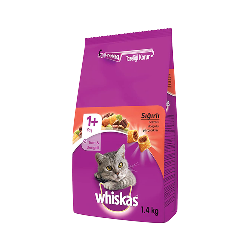 Whiskas Sığır Etli Yetişkin Kedi Maması (1,4 kg)