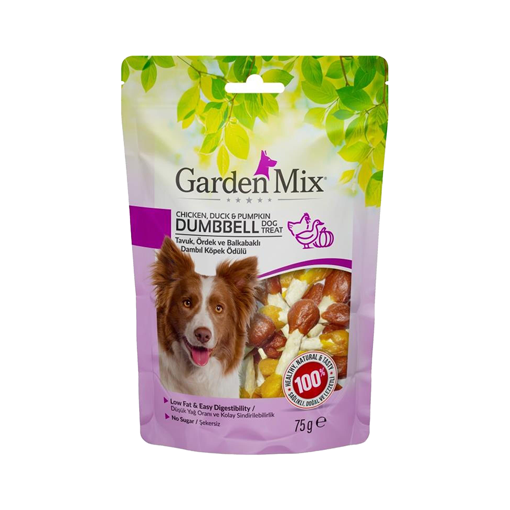 Garden Mix Tavuk, Ördek ve Balkabaklı Dambıl Köpek Ödülü (75 g)