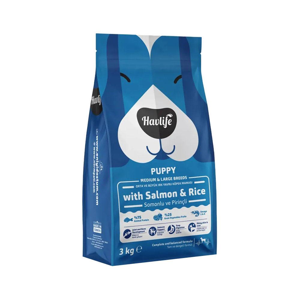 Havlife Somonlu ve Pirinçli Orta ve Büyük Irk Yavru Köpek Maması (3 kg)