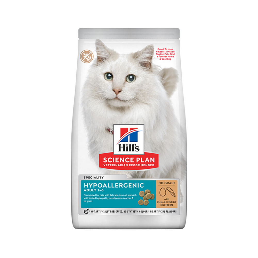 Hill's Science Plan Hypoallergenic Yumurtalı ve Böcekli Tahılsız Yetişkin Kedi Maması (1,5 kg)