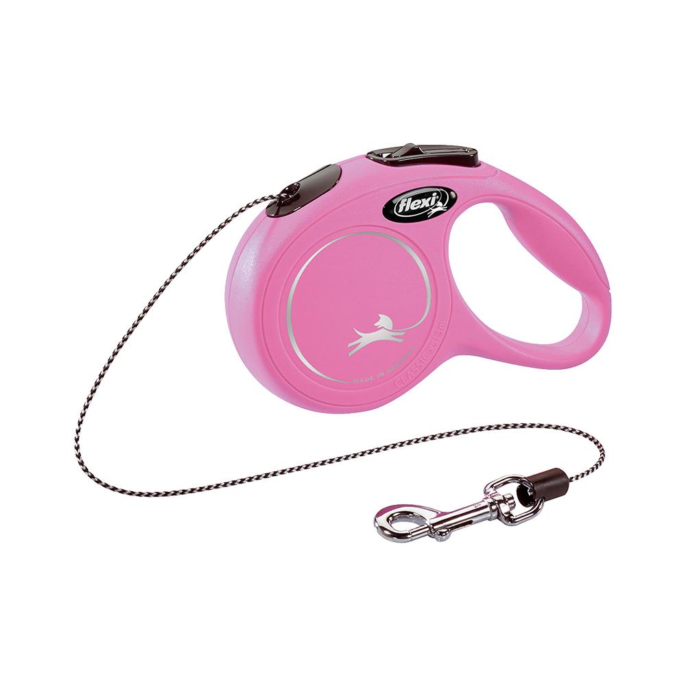 Flexi New Classic Otomatik Göpek Gezdirme Tasması Pembe XS (3 m)