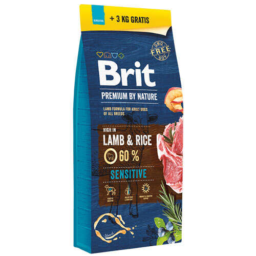 BRIT PREMIUM BY NATURE SENSITIVE LAMB 15+3 KG